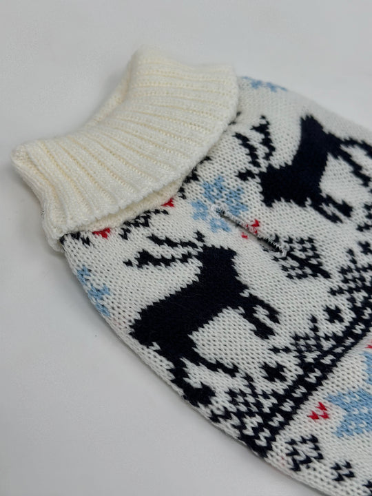 Limited Julesweater m. snoråbning Hvid - PupDeluxe.dk