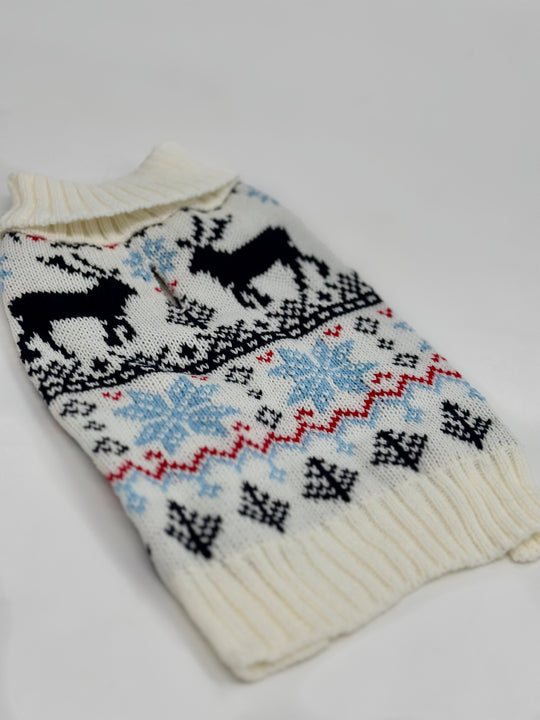 Limited Julesweater m. snoråbning Hvid - PupDeluxe.dk