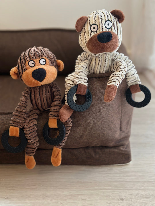 Fløjlbamser m. silikoneringe - PupDeluxe.dk