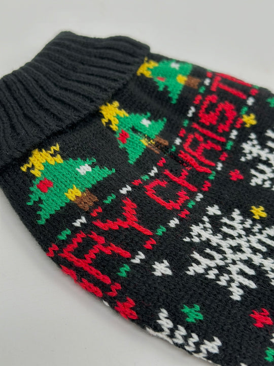Limited Julesweater m. snoråbning 2024 Sort - PupDeluxe.dk