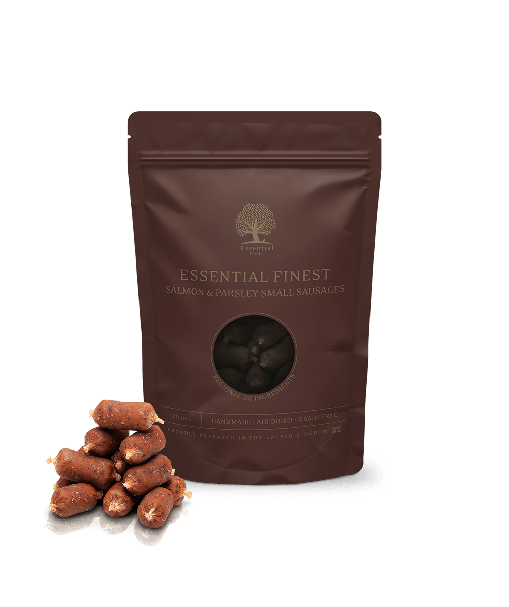 Essential Finest Salmon & Parsley Small Sausages 20 stk - PupDeluxe.dk