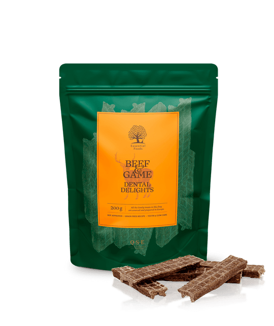 Essential Grain - Free Beef & Game Dental Delights 200g - PupDeluxe.dk