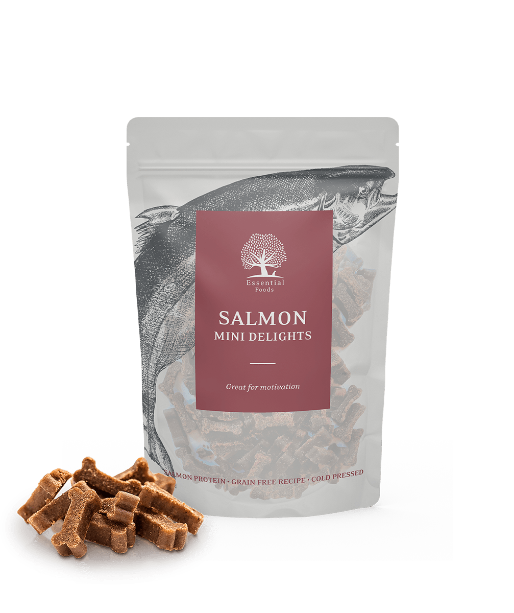Essential Salmon Mini Delights godbidder 100g - PupDeluxe.dk