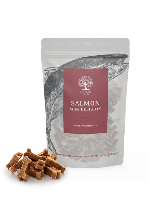 Essential Salmon Mini Delights godbidder 100g - PupDeluxe.dk
