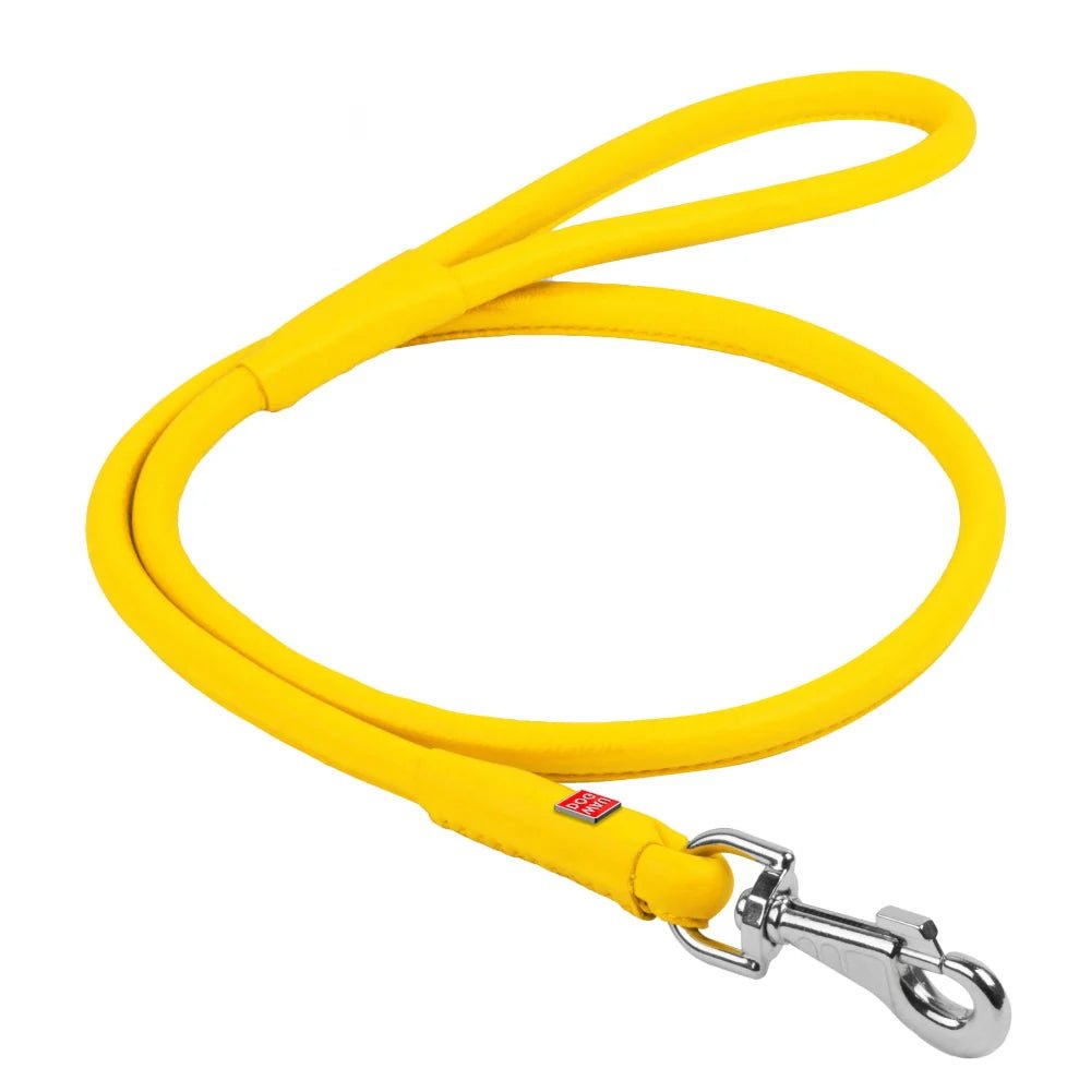 Waudog Rundsyet Læder Førerline - Gul - PupDeluxe.dk
