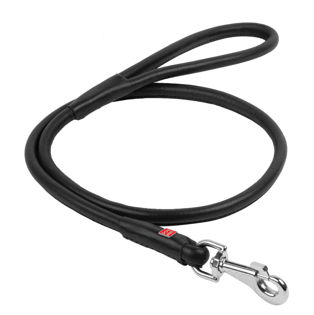 Waudog Rundsyet Læder Førerline - Sort - PupDeluxe.dk
